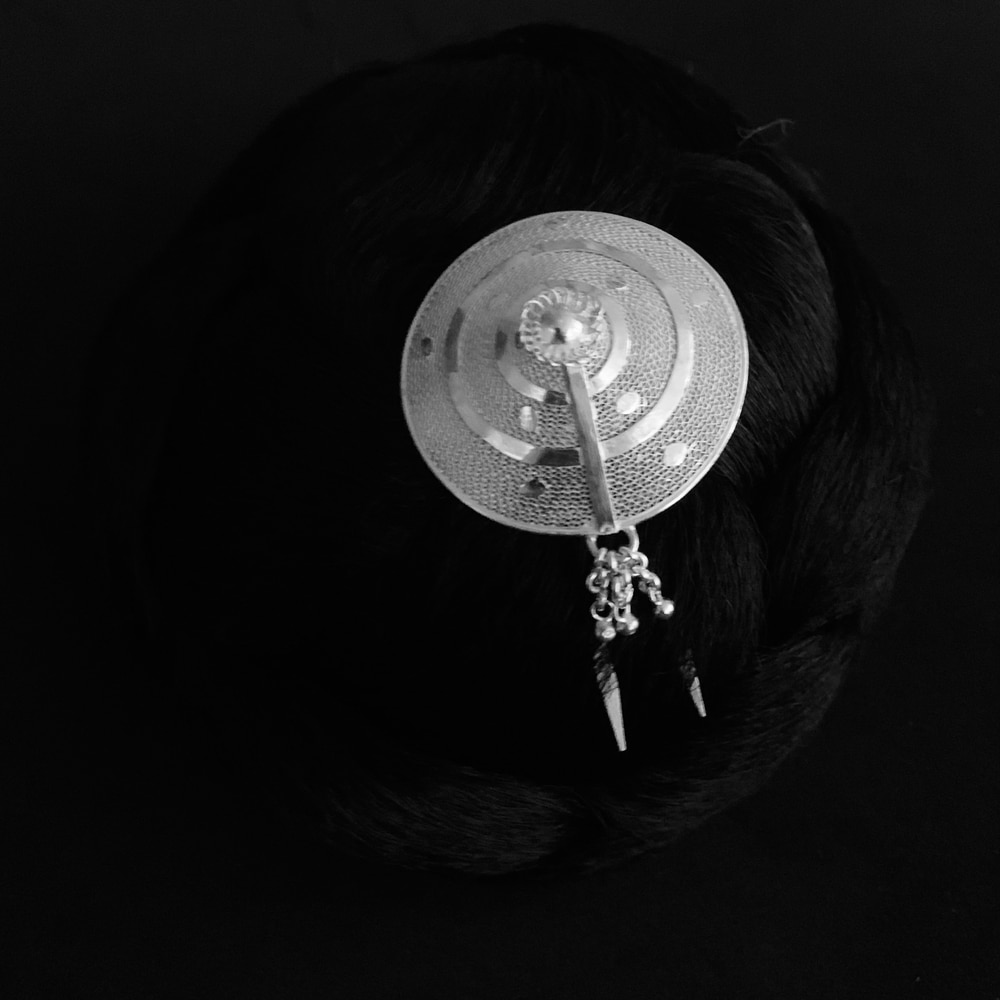 Silver Filigree Hair bun Juda Khopa Pin SJ-PIN-102