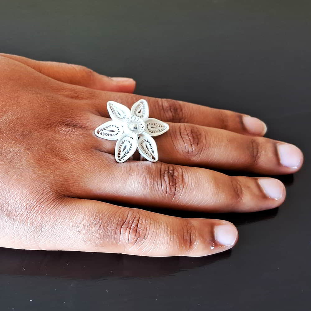 Silver Filigree adjustable big Ring Tagar SJ-Ring-