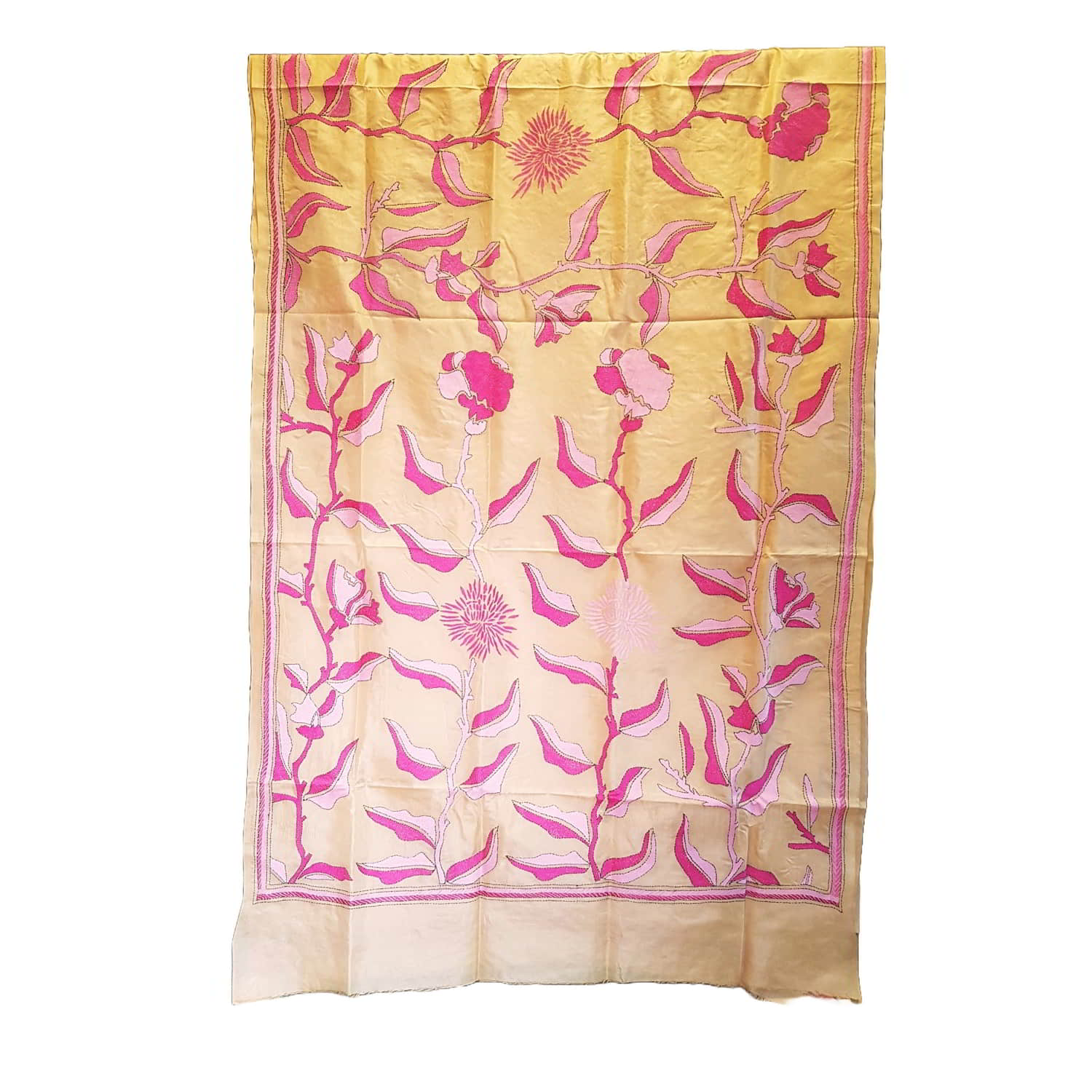 Kantha silk Saree with off white base KS-01-503