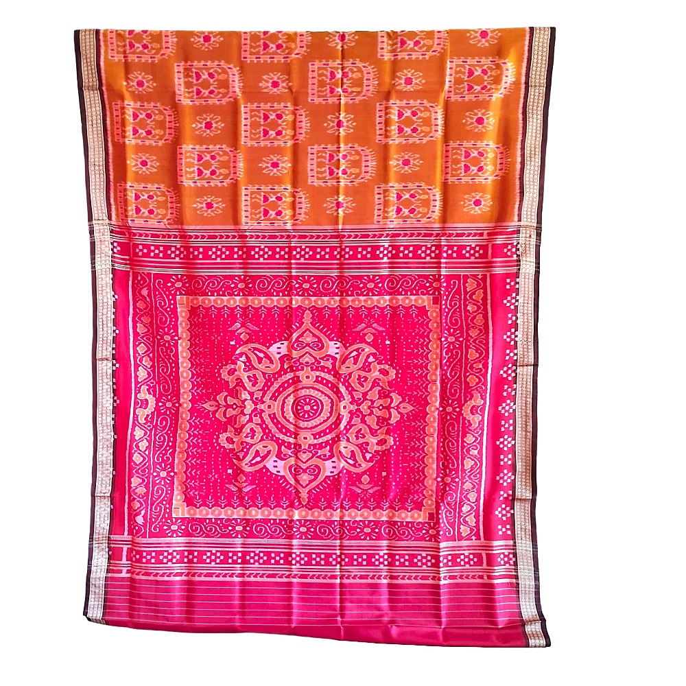 Bomkai Silk saree cinamon brown and coffee combina