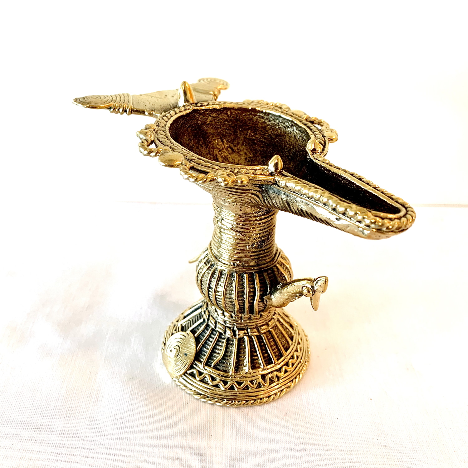 Dokra  Antique Peacock oil lamp Diya DS-00-976a
