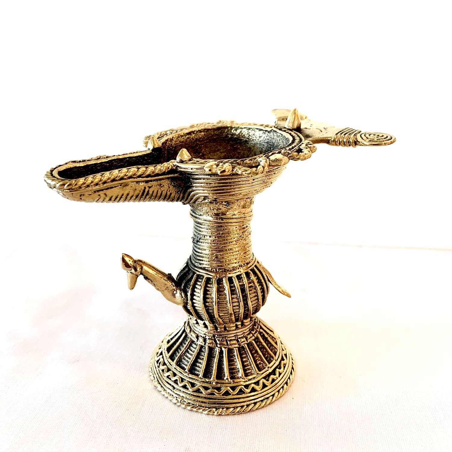 Dokra  Antique Peacock oil lamp Diya DS-00-976b