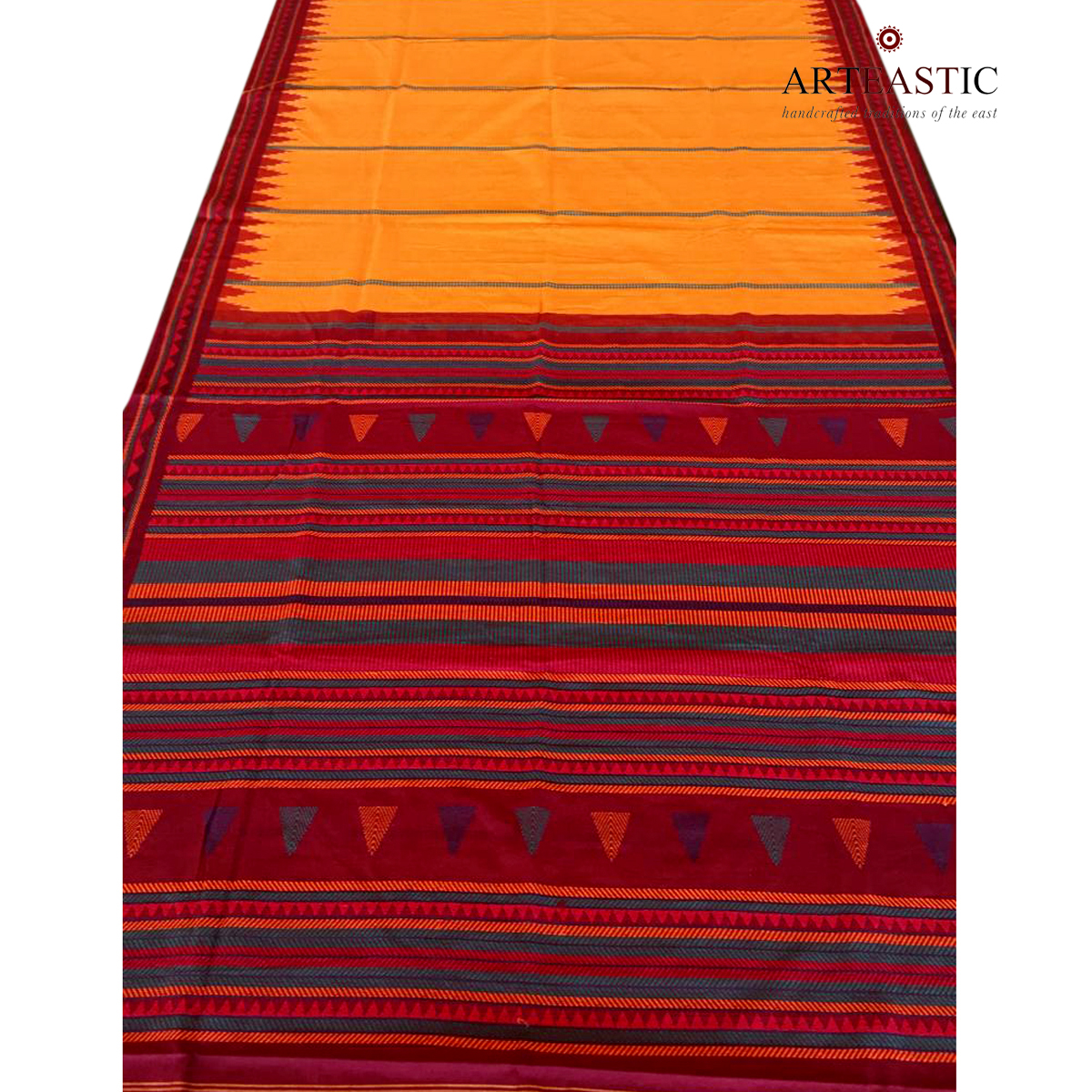Dongoria Stripe Saree  Orange base  TS-03-001b