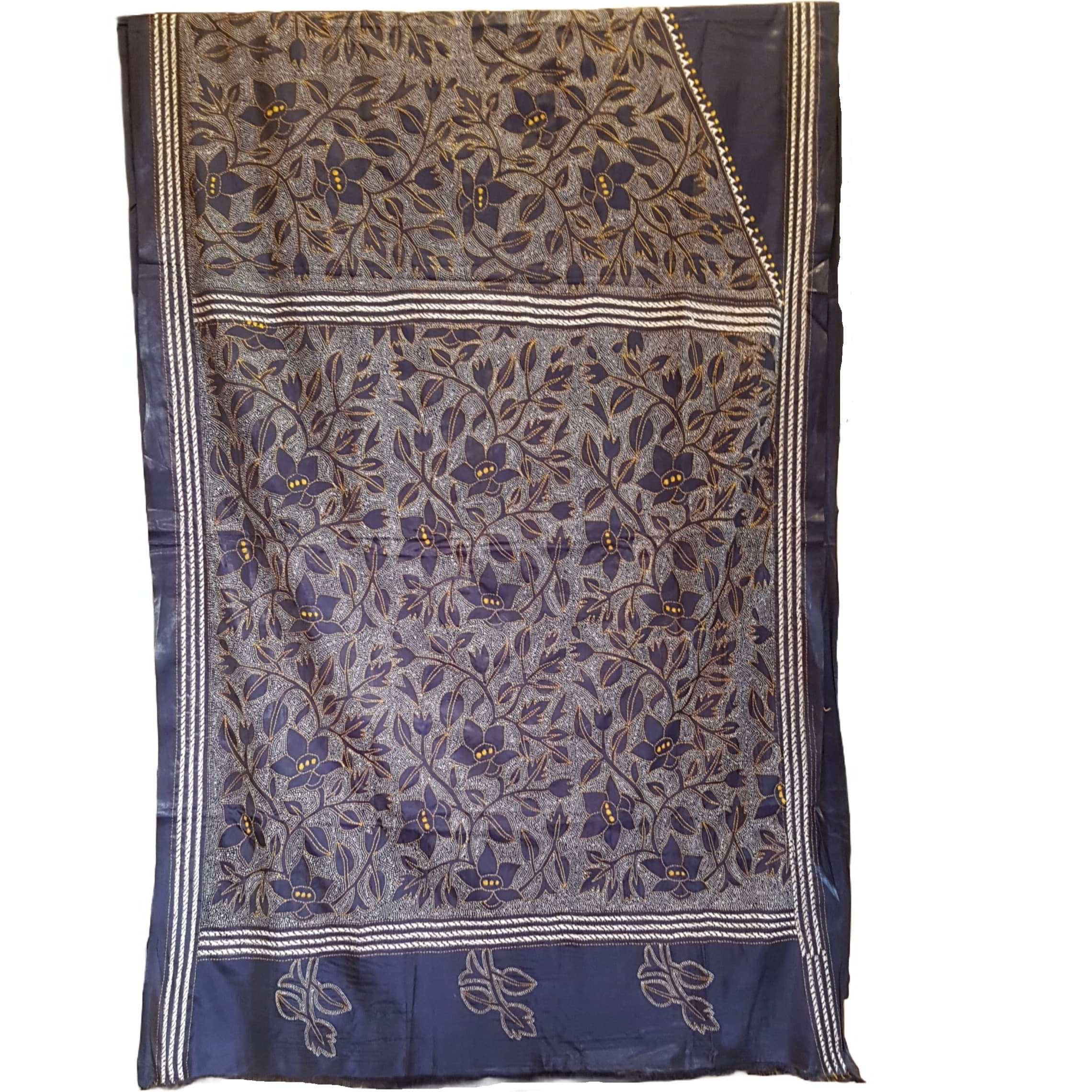 Kantha Silk Sari on midnight blue base KS-01-511a