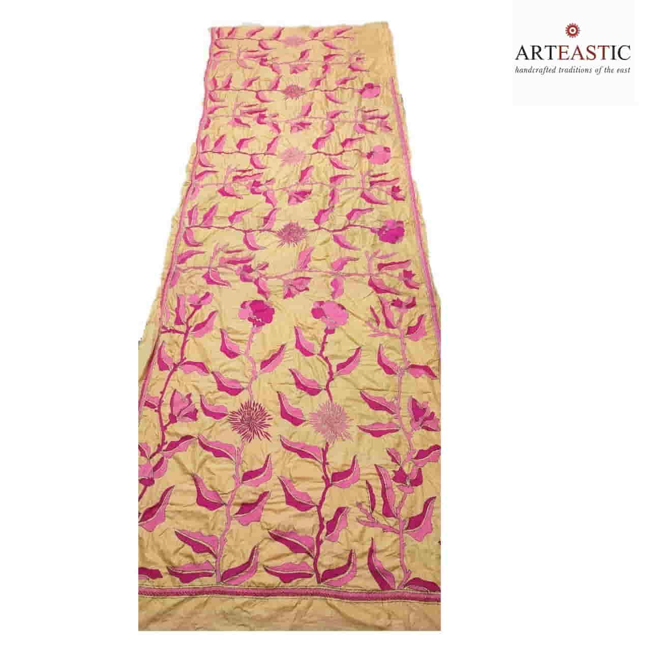 Kantha silk Saree with off white base KS-01-503a