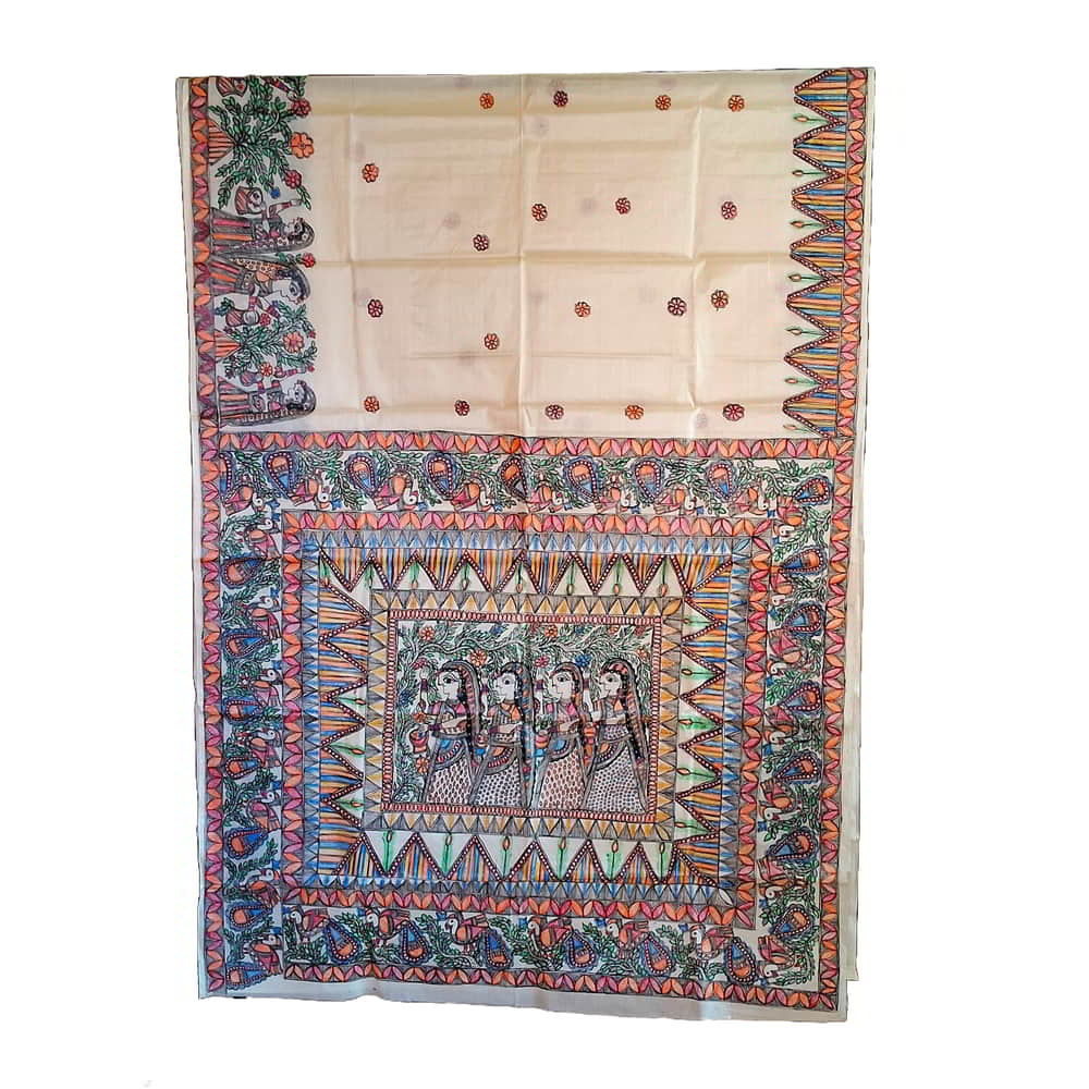 Hand-painted Madhubani Silk Saree MS-01-002c