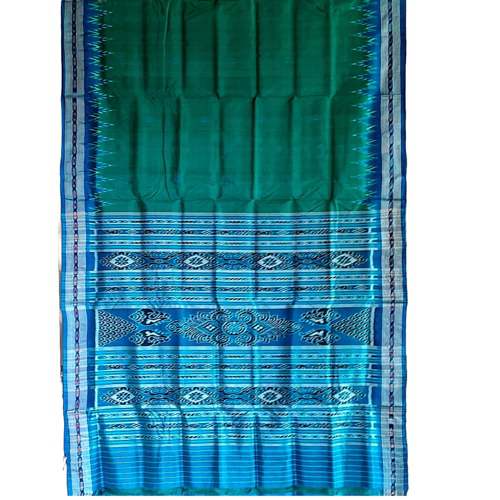 Odisha Ikat Silk - Sea green base OC-622