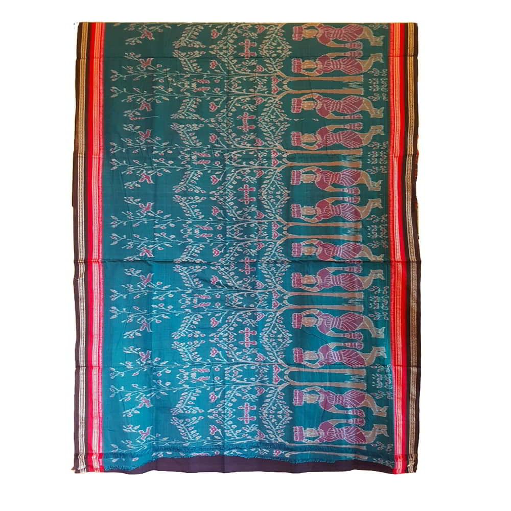 Odisha Ikat  Saree green and red combination OC-40
