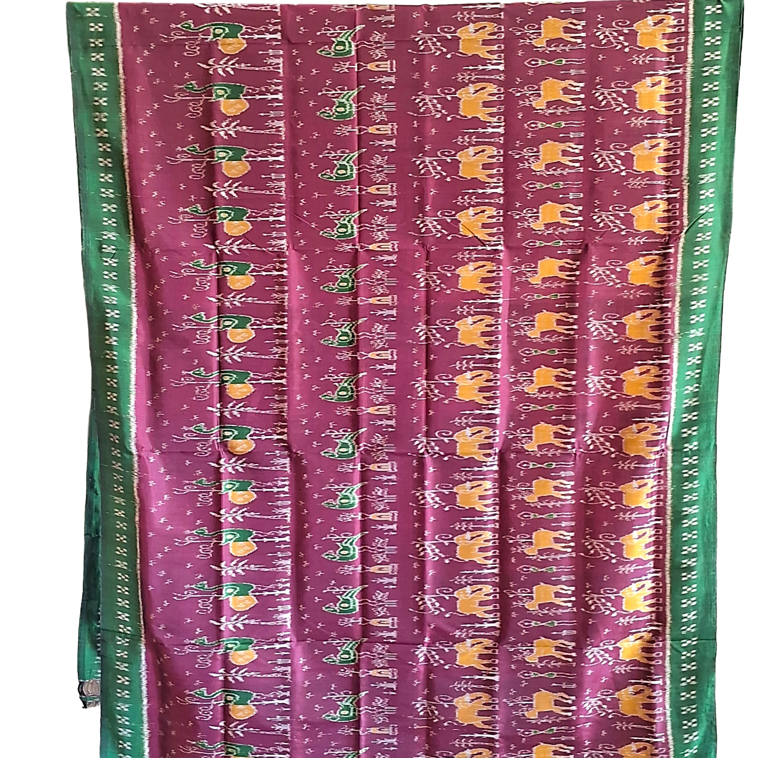 Sambalpuri Silk saree maroon and green combination