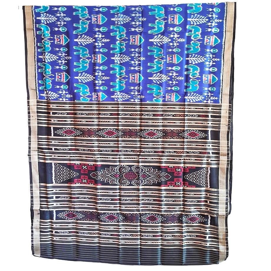 Bomkai Silk saree blue and black combination OC-40