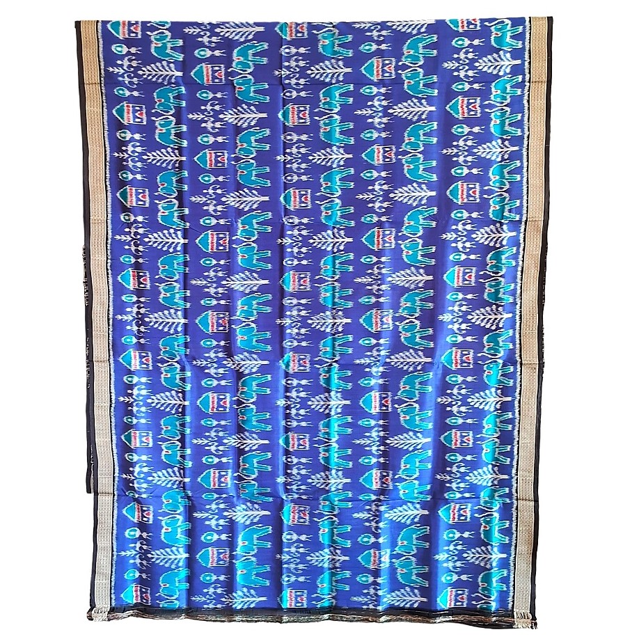 Bomkai Silk saree blue and black combination OC-40
