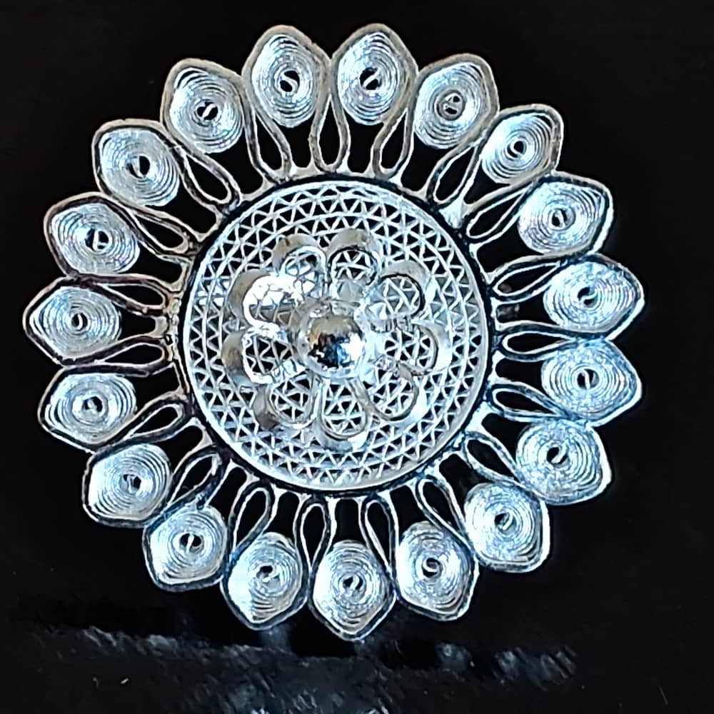 Silver Filigree adjustable big Ring Gulbahar SJ-Ri