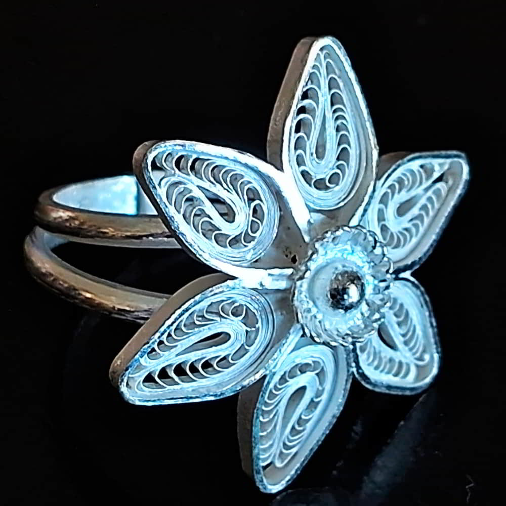 Silver Filigree adjustable big Ring Tagar SJ-Ring-