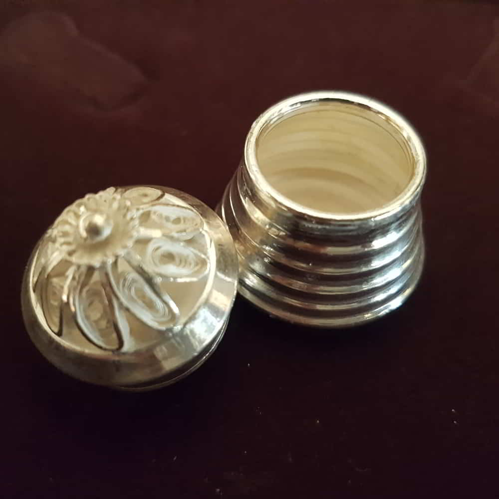 Silver Filigree Kumkum holder SJ-Box-302